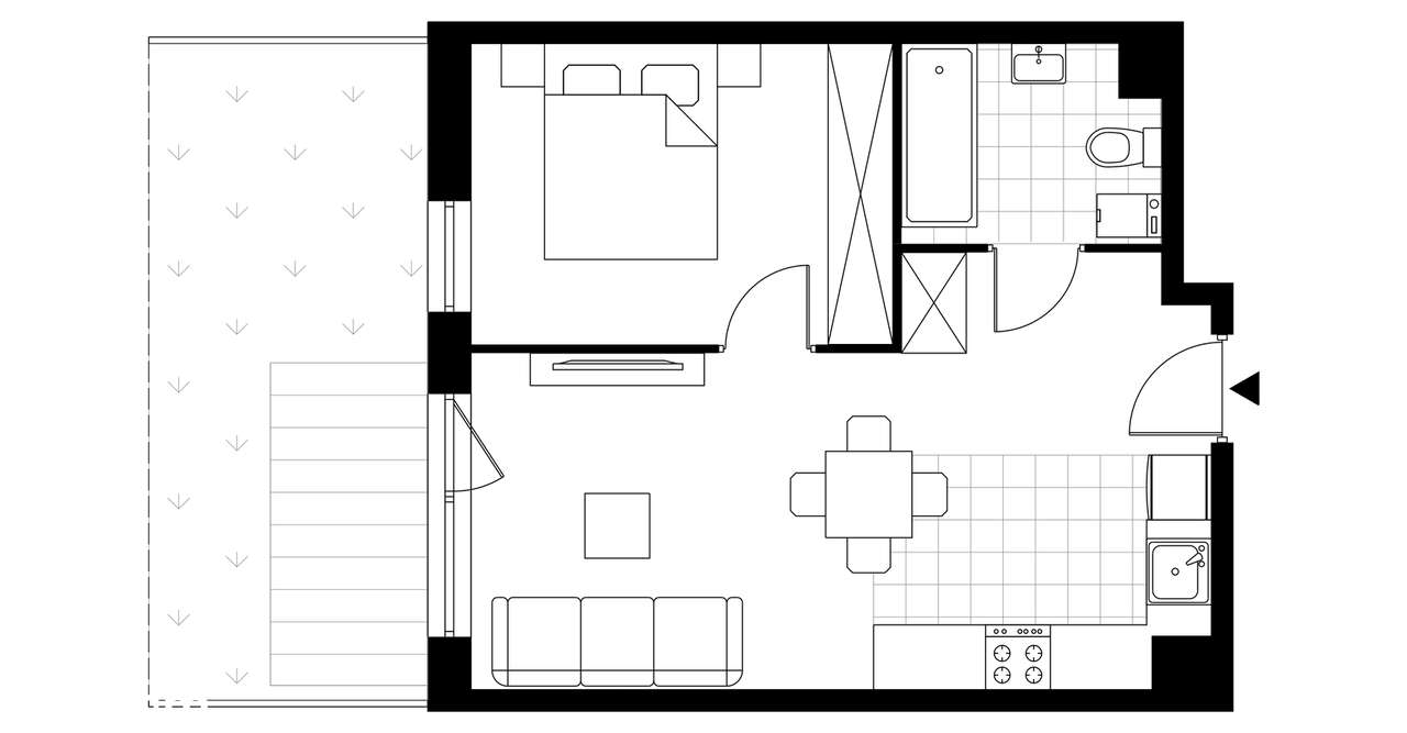 2-pokojowe mieszkanie 37m2 + ogródek Bezpośrednio - Pełny obrazek: 3/8