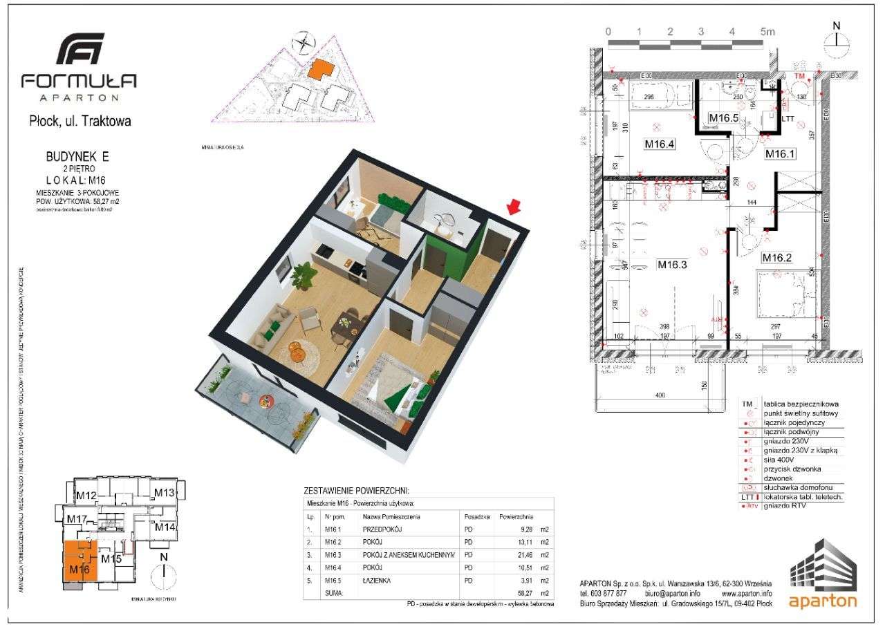 Przestronne 3 pokojowe! Formuła Aparton! M16 - Pełny obrazek: 2/8