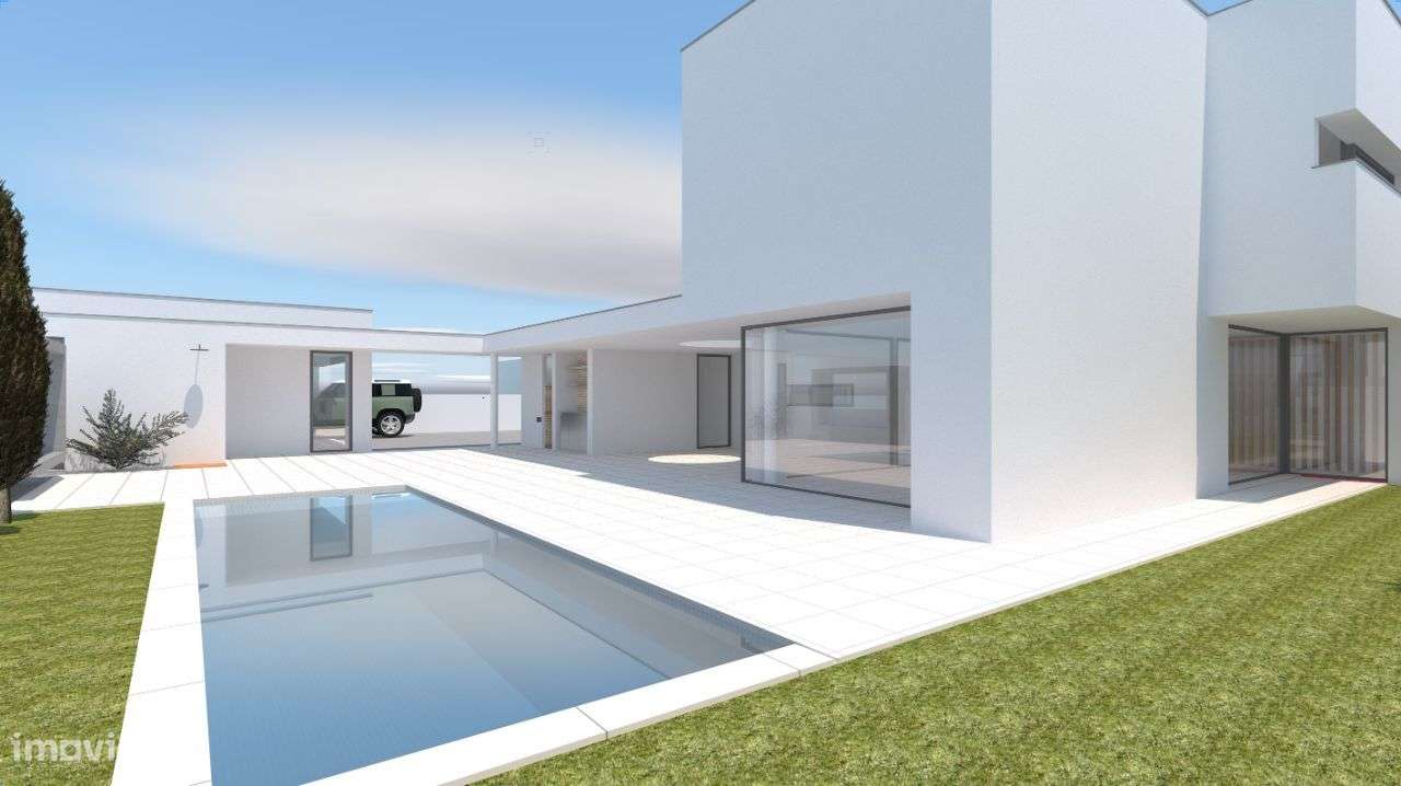 Moradia de linhas modernas em construção-0