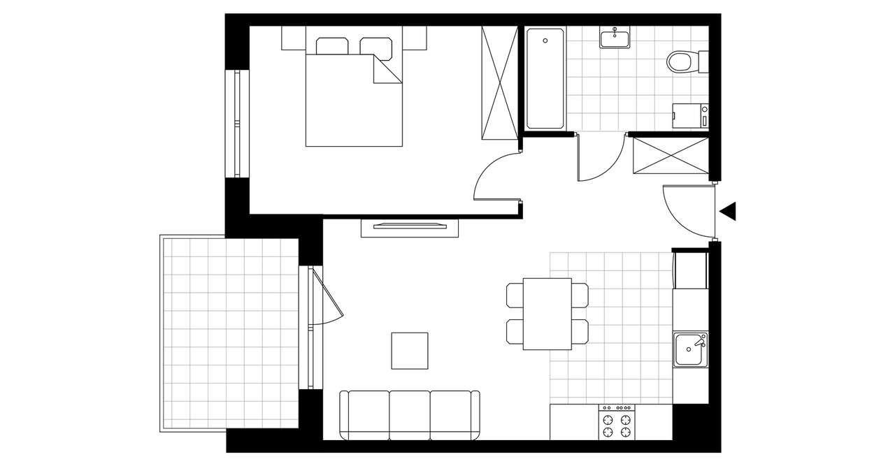 2-pokojowe mieszkanie 45m2 + balkon Bezpośrednio - Pełny obrazek: 3/8