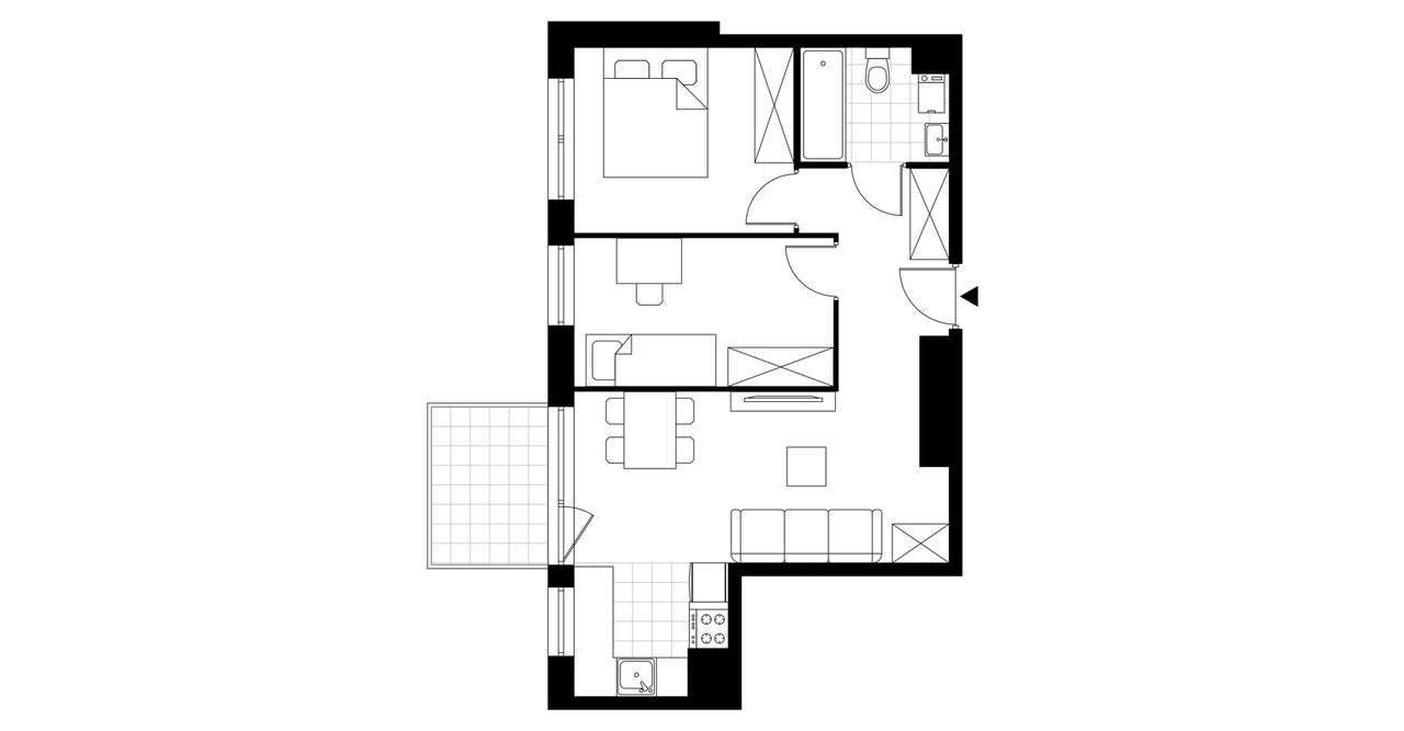 3-pokojowe mieszkanie 47m2 + balkon Bezpośrednio - Pełny obrazek: 3/8