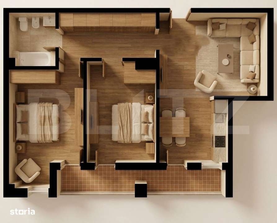 Apartament 3 camere, 66.30 mp, zona Burdujeni — fotografia 1