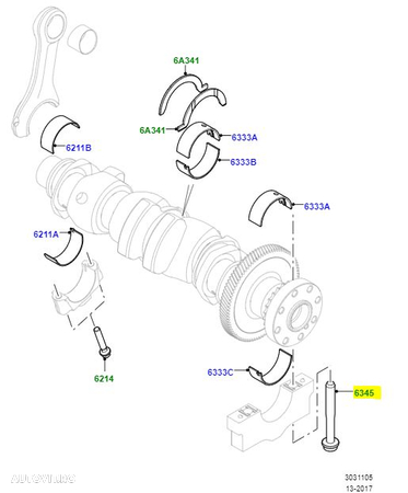 Bolt/ surub palier motor 2.0 Ingenium AJ200 Discovery Sport / RR Velar Original Land Rover - 1