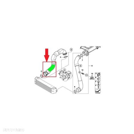 Furtun intercooler, supraalimentare Bmw Seria 5 E60/E61 2003-2010, diametru 54 mm, cauciuc, 2017PT-5 - 1