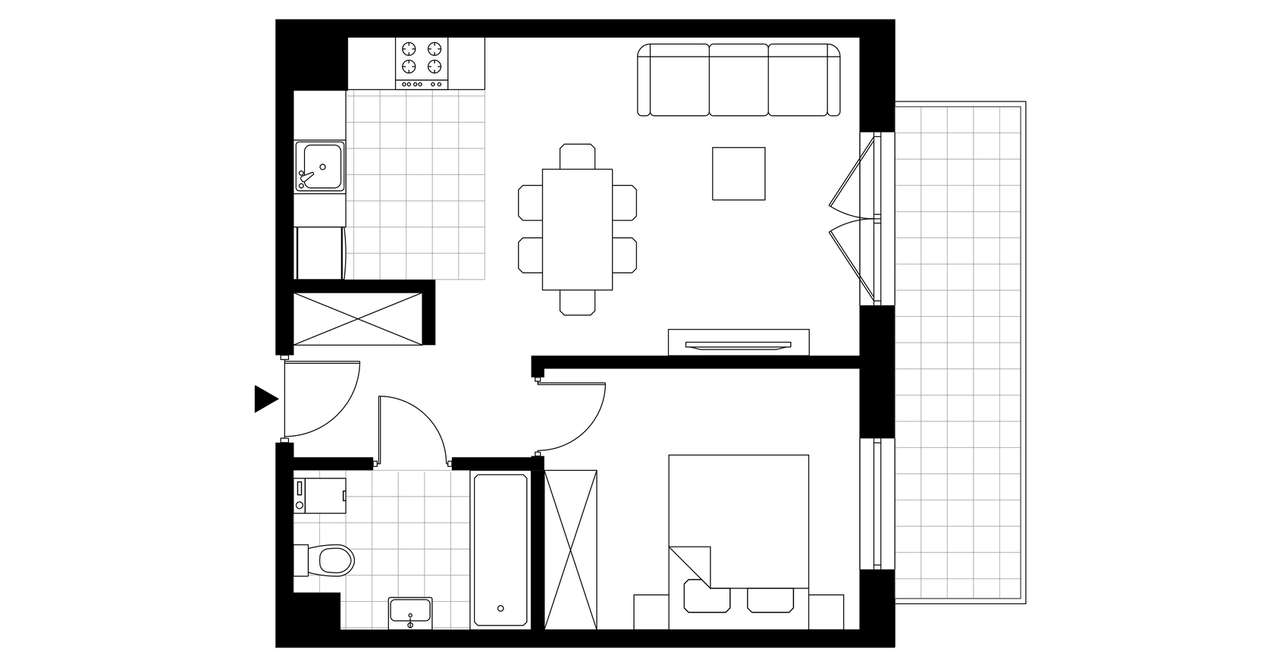 2-pokojowe mieszkanie 41m2 + balkon - Pełny obrazek: 3/8