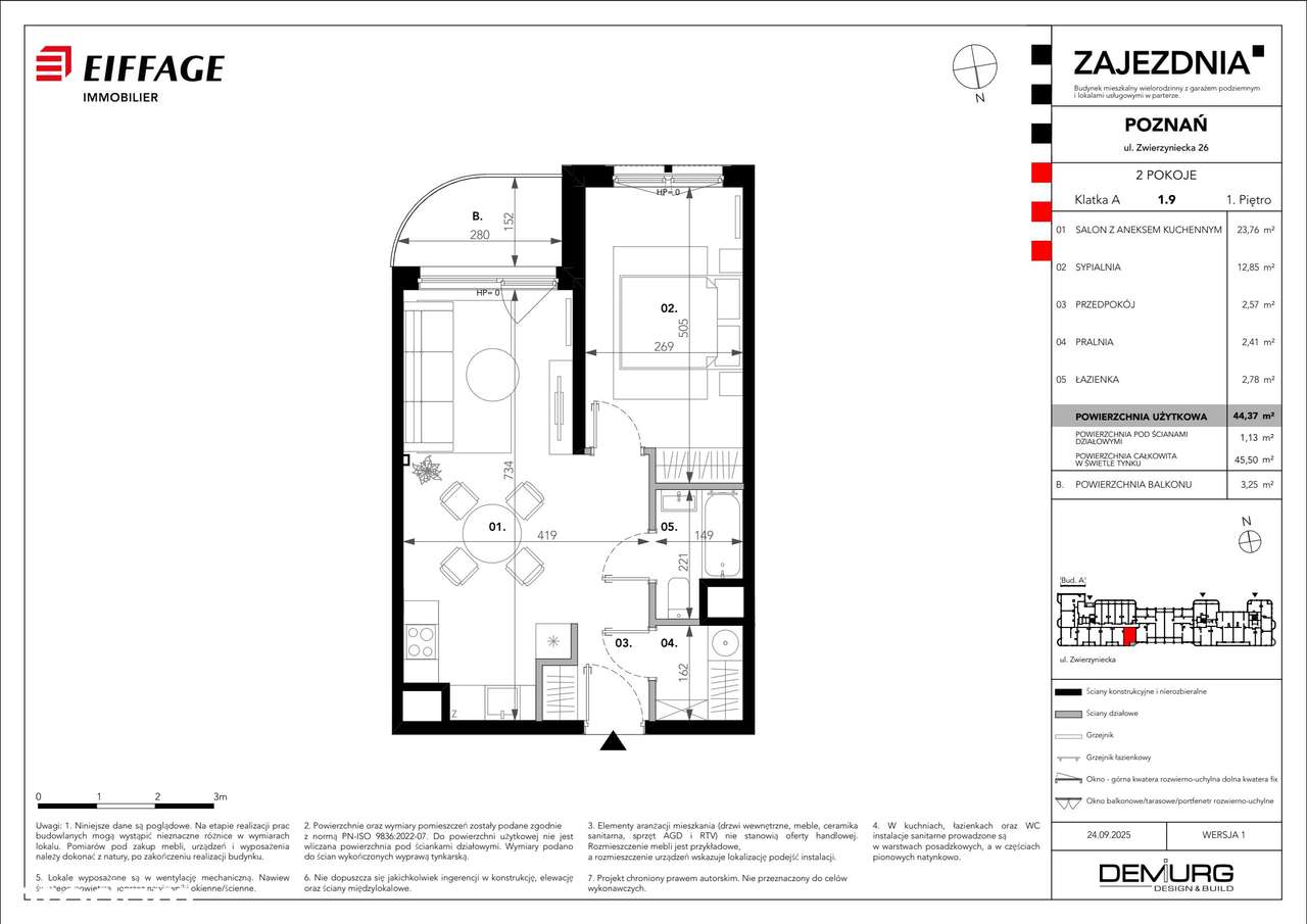 2-pokojowe mieszkanie 44m2 + balkon Bezpośrednio - Pełny obrazek: 2/8