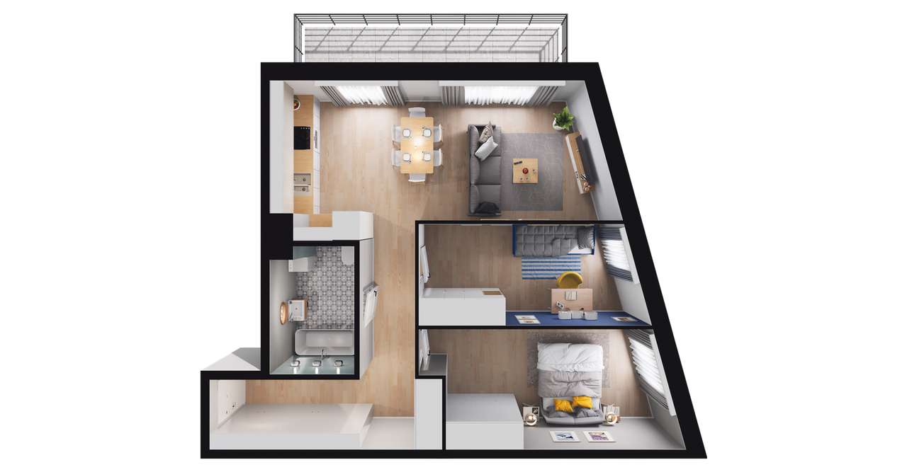 3-pokojowe mieszkanie 65m2 + balkon Bezpośrednio - Pełny obrazek: 2/8