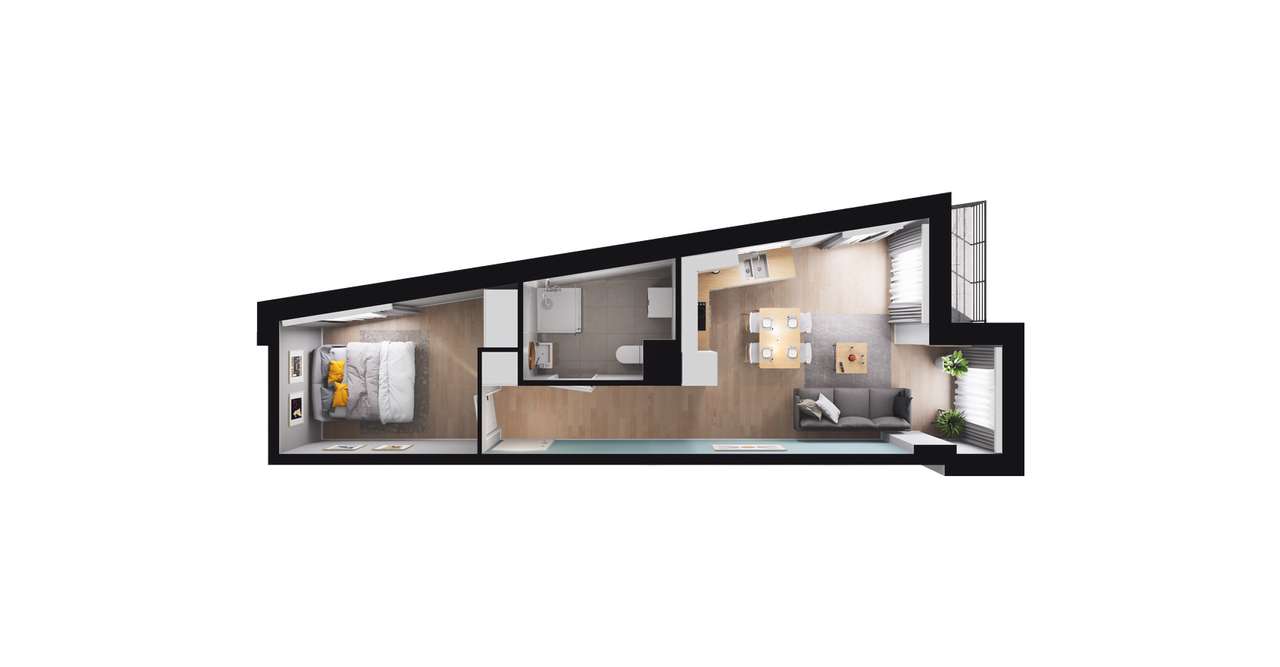 2-pokojowe mieszkanie 38m2 + loggia Bez Prowizji - Pełny obrazek: 3/9