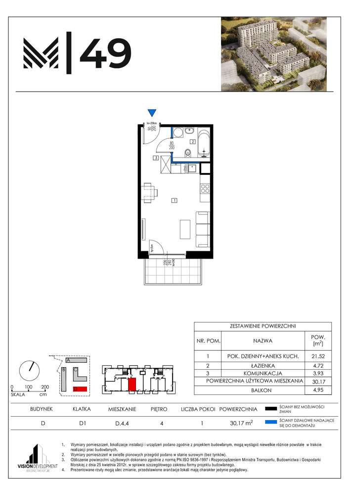 1-pokojowe mieszkanie 30m2 + balkon - Pełny obrazek: 2/9
