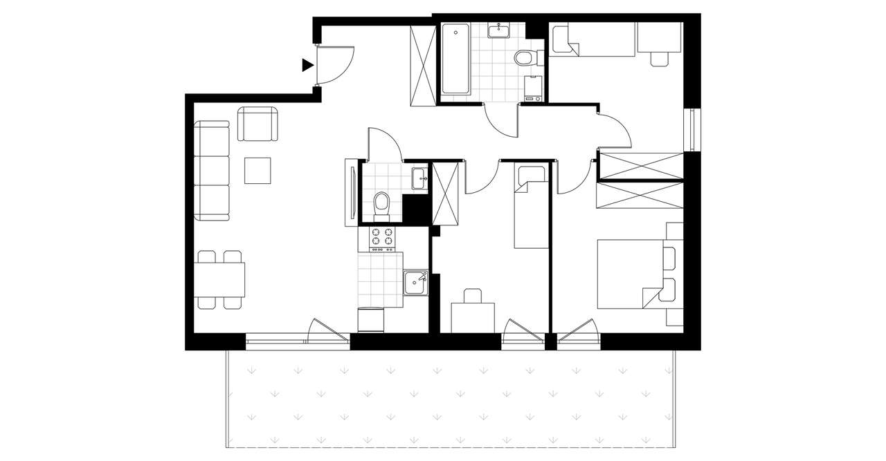 4-pokojowe mieszkanie 72m2 + taras Bezpośrednio - Pełny obrazek: 4/8