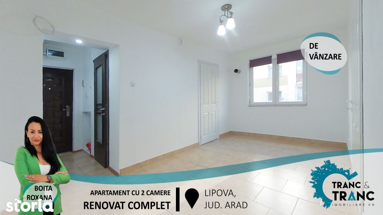 Apartament renovat cu 2 camere la etaj intermediar in Lipova