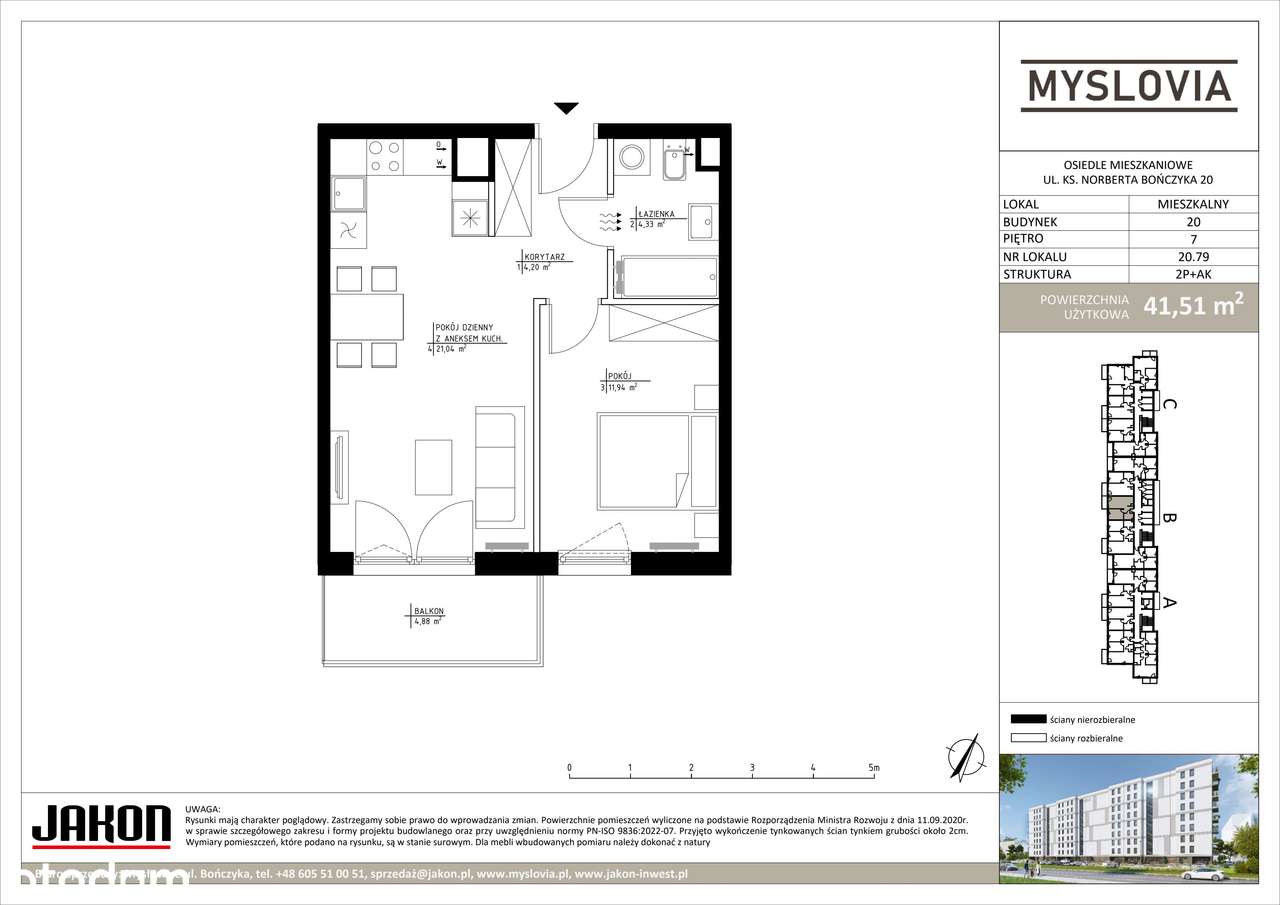 2-pokojowe mieszkanie 41m2 + balkon Bezpośrednio - Pełny obrazek: 2/9