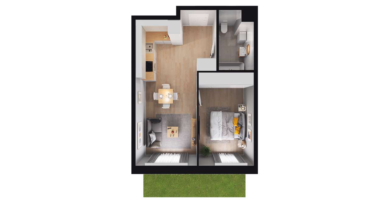 2-pokojowe mieszkanie 38m2 + ogródek Bez Prowizji - Pełny obrazek: 2/8