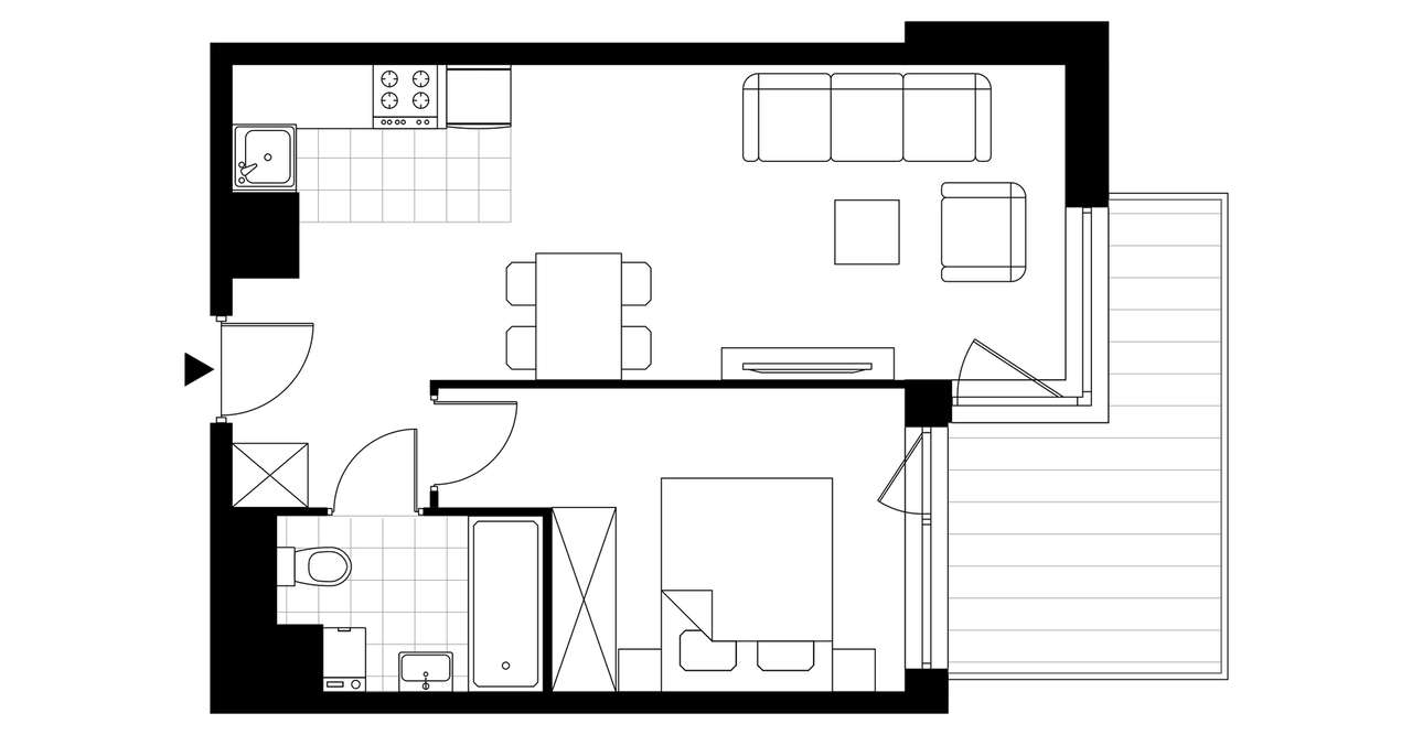 2-pokojowe mieszkanie 37m2 + balkon - Pełny obrazek: 4/9