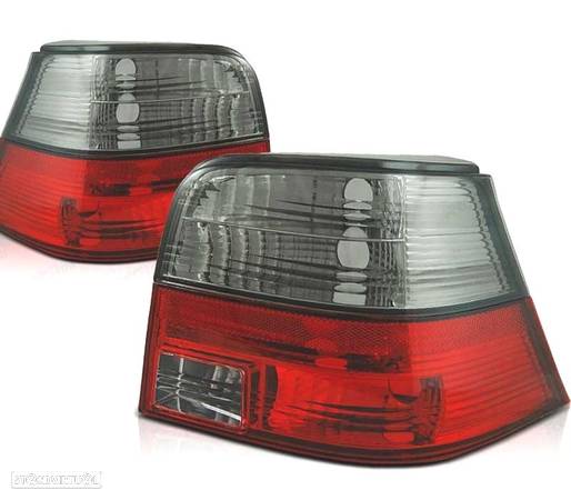 CONJUNTO DE FAROLINS PARA VOLKSWAGEN VW GOLF 4 HATCHBACK 97-03 VERMELHO FUMADO LEX - 1