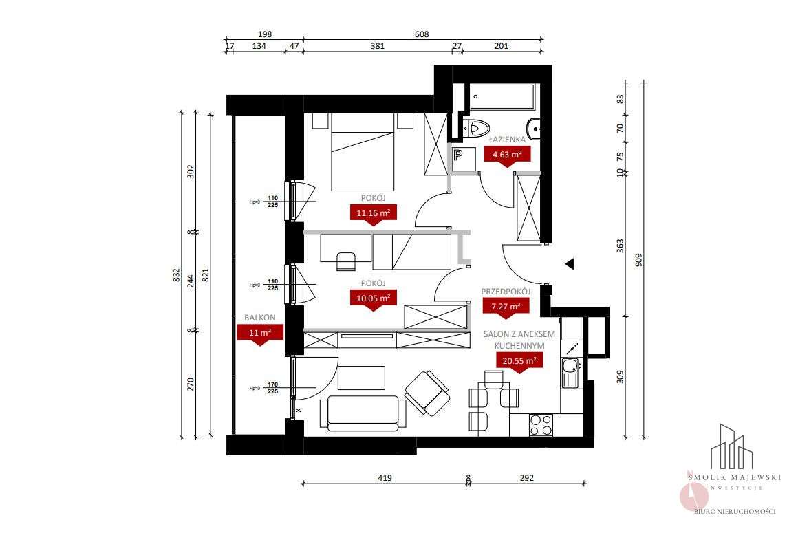 Mieszkanie, 3 pok. – 3 pokoje/ duży balkon/ w Centrum Miasta!