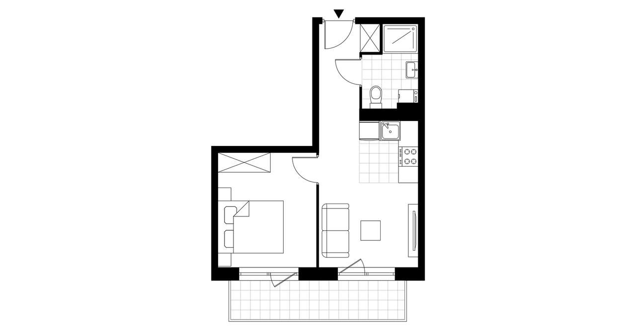 2-pokojowe mieszkanie 32m2 + taras Bez Prowizji - Pełny obrazek: 4/9