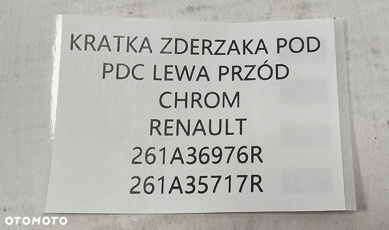 NOWA ORG KRATKA + LISTWA CHROM ZDERZAKA LEWY PRZÓD RENAULT MEGANE IV 4 PDC - 6