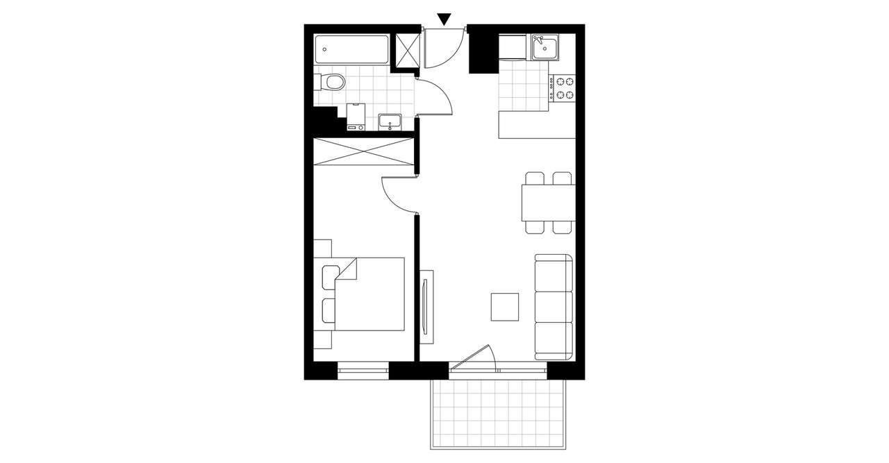 2-pokojowe mieszkanie 39m2 + balkon Bezpośrednio - Pełny obrazek: 2/7