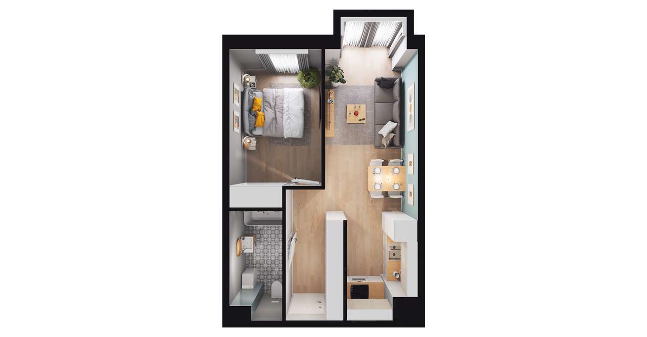 2-pokojowe mieszkanie 42m2 + taras Bez Pośredników - Pełny obrazek: 3/9