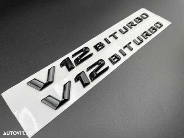 Set embleme Mercedes V12 Biturbo aripa Negru / Crom - 1