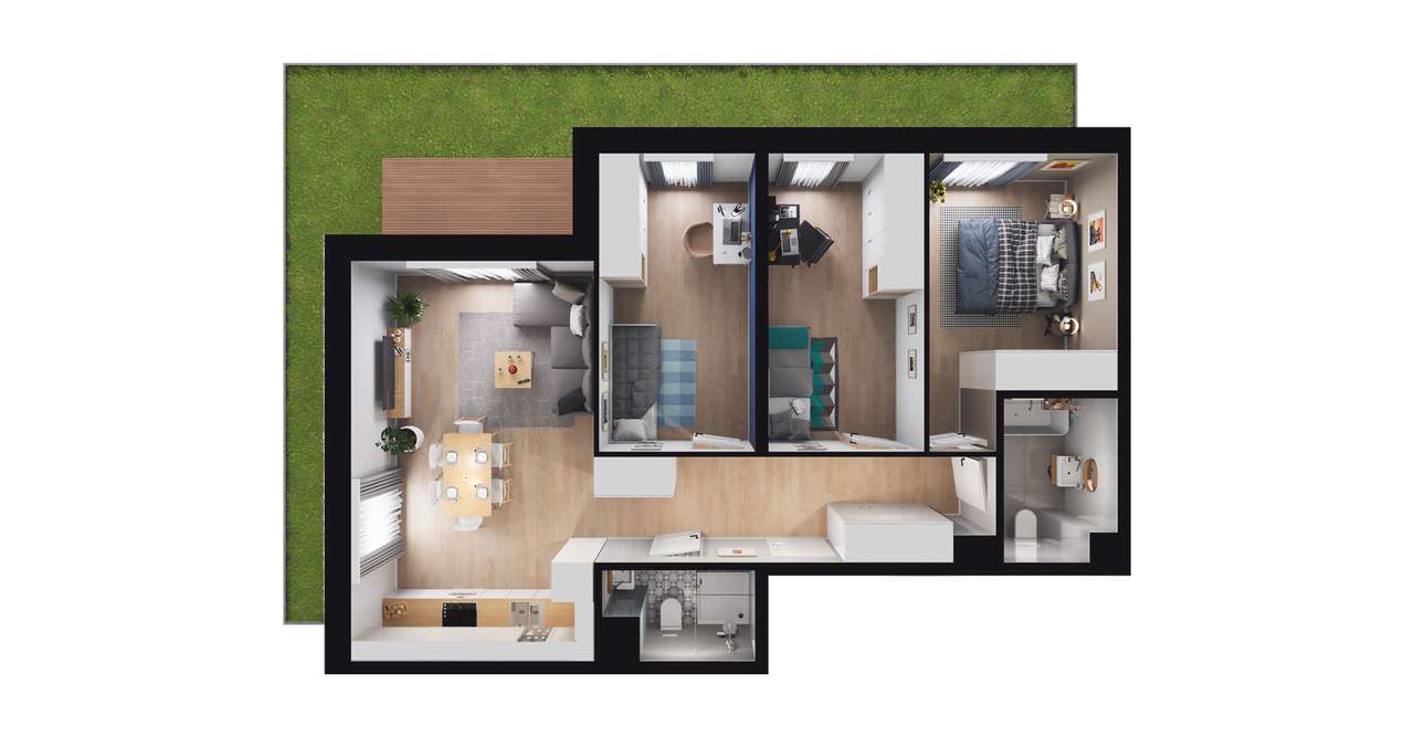 4-pokojowe mieszkanie 73m2 + ogródek Bez Prowizji - Pełny obrazek: 2/8