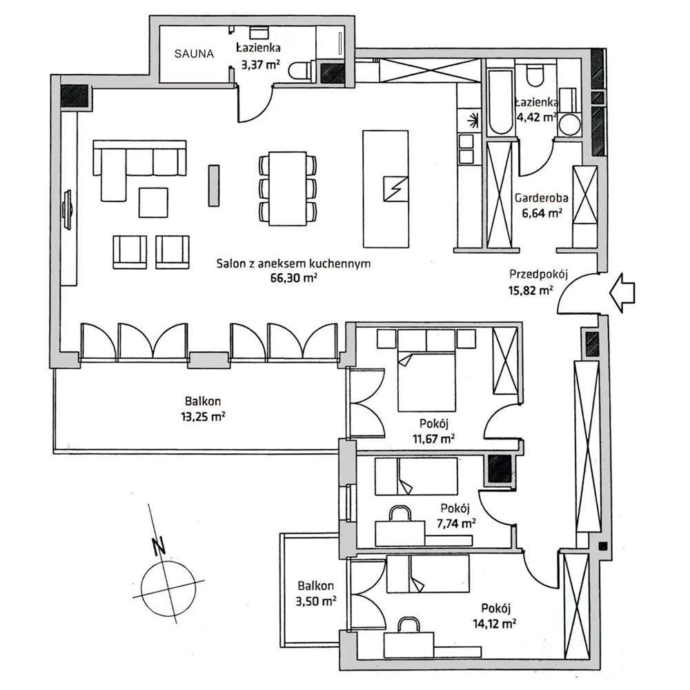 Apartament z widokowym tarasem i sauną smart home 10 piętro-19