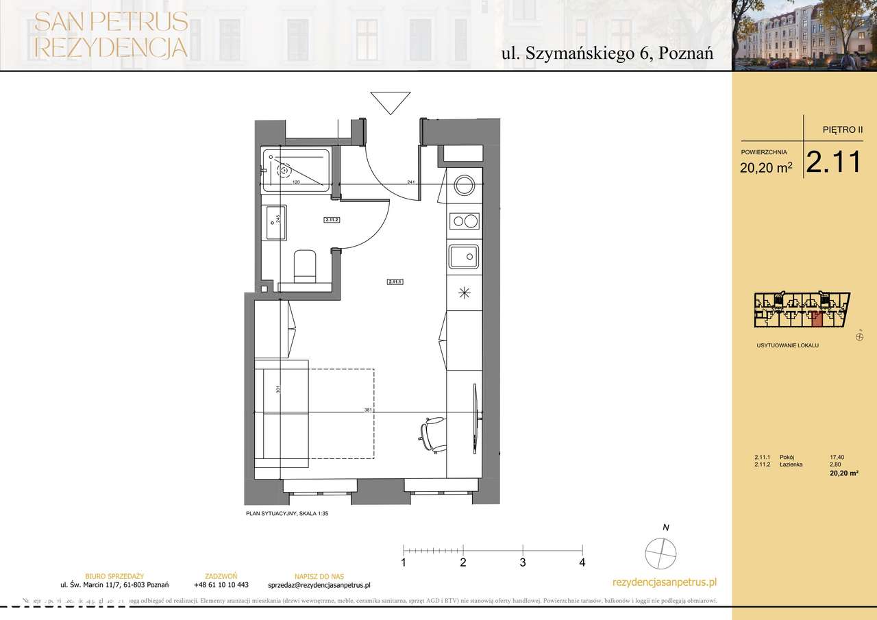 1-pokojowe mieszkanie 20m2 Bez Pośredników - Pełny obrazek: 2/7