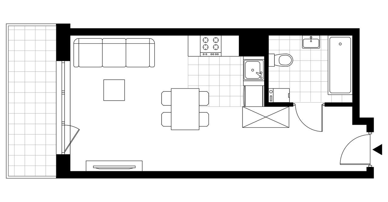 1-pokojowe mieszkanie 31m2 + balkon - Pełny obrazek: 3/8