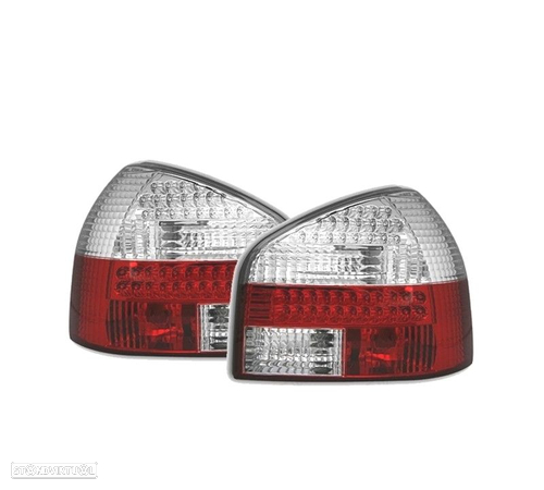 FAROLINS TRASEIROS LED PARA AUDI A3 8L 96-03 VERMELHO BRANCO - 1