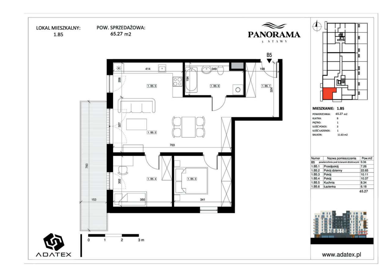 Panorama 3 Stawy | mieszkanie 3-pok. | 1.B5 - Pełny obrazek: 2/9