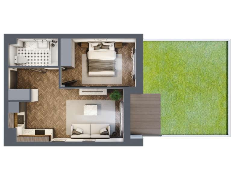 Mieszkanie, 36.57m², 2 pokoje, 1 piętro, C-KLF18-LM3, Nowe Horyzonty - Pełny obrazek: 1/14