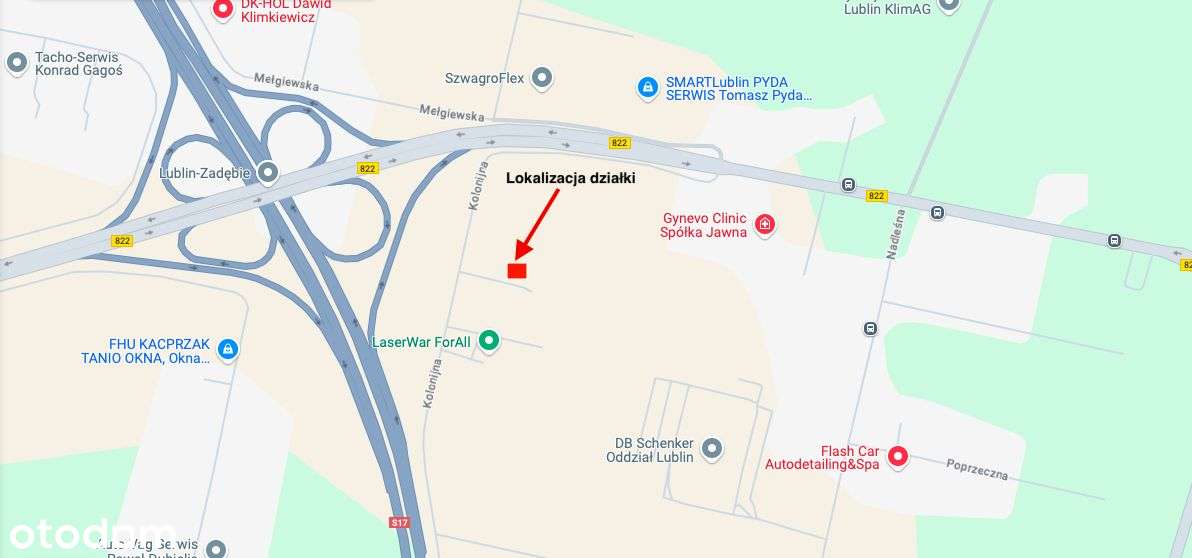 Dzierżawa działki usługowej Świdnik Lublin Zadębie