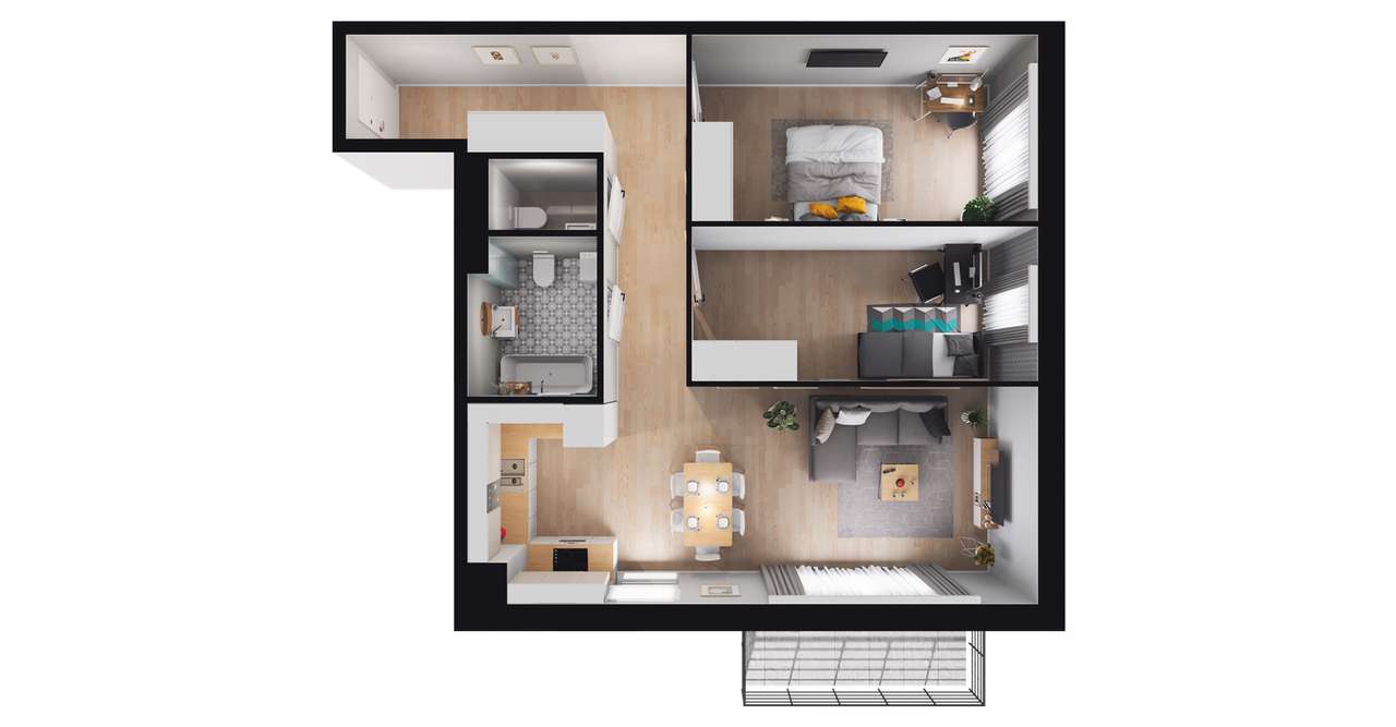 3-pokojowe mieszkanie 70m2 + balkon Bez Prowizji - Pełny obrazek: 2/8