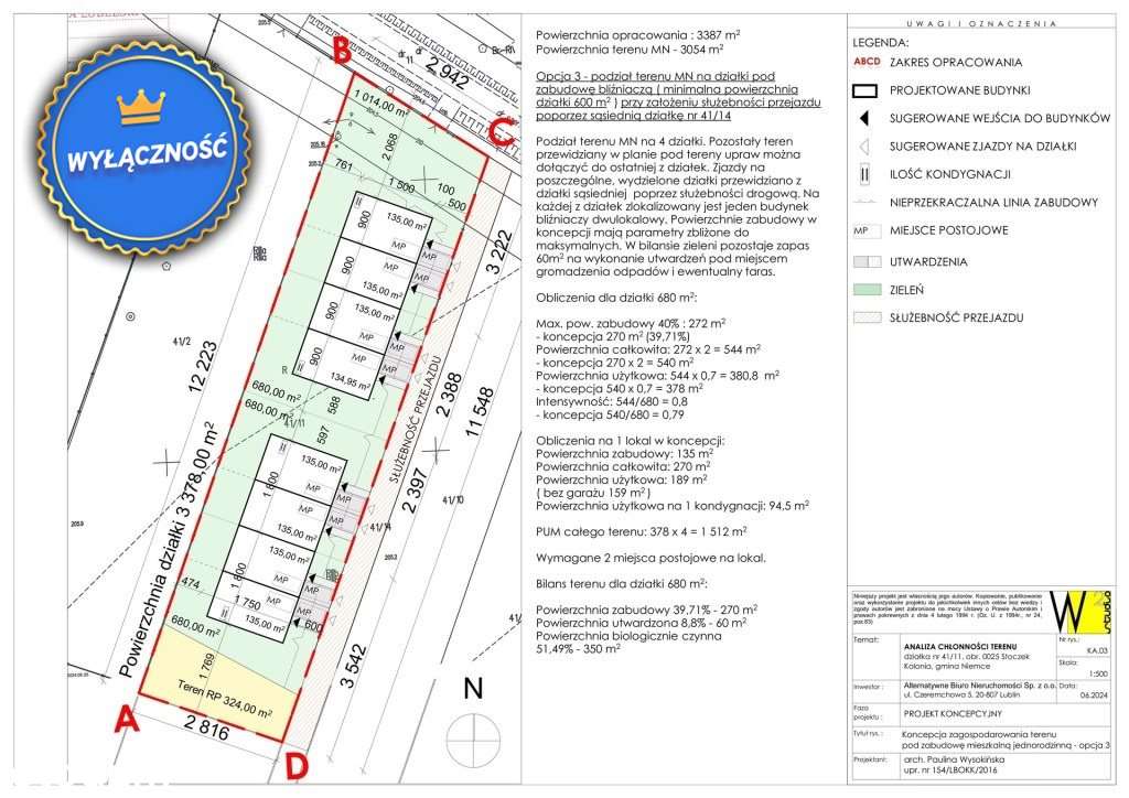 Działka inwestycyjna koncepcja zabudowy 1512m2 PU - Pełny obrazek: 3/20