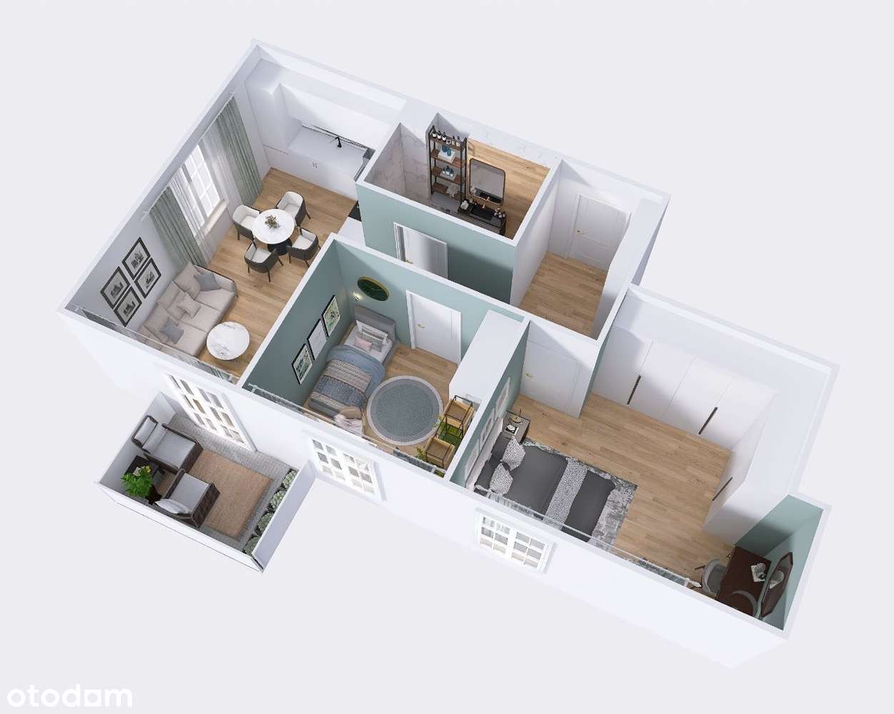 Green View || Mieszkanie 1A3 || 65,76m2 + 5,5 m2 - Pełny obrazek: 2/8
