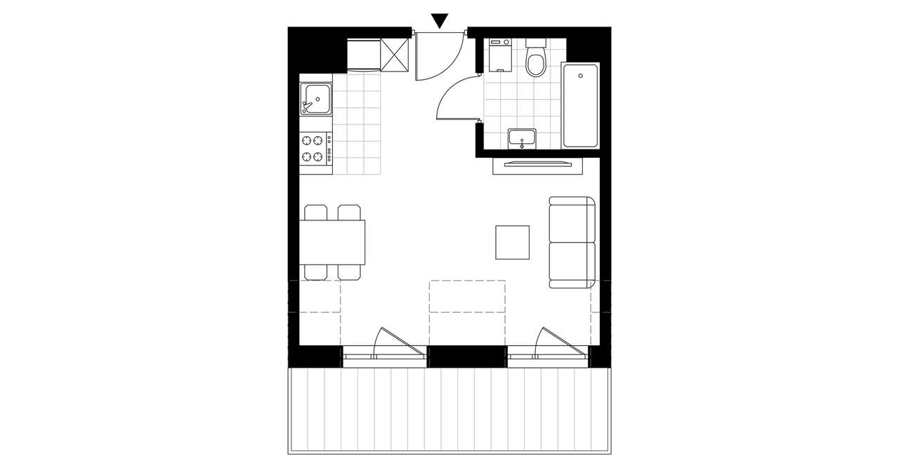 1-pokojowe mieszkanie 25m2 + taras Bez Prowizji - Pełny obrazek: 3/8