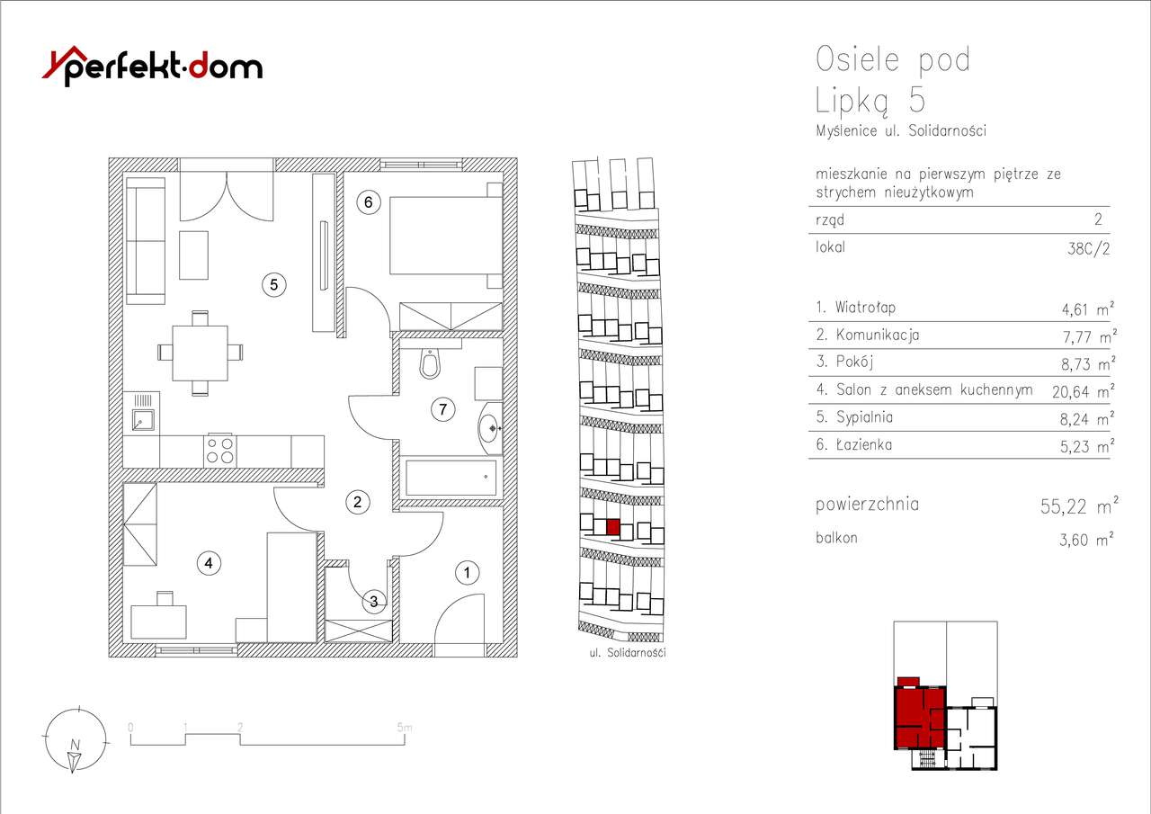 Osiedle Pod Lipką 5 | mieszkanie 3-pok. | 38C_2 - Pełny obrazek: 2/12