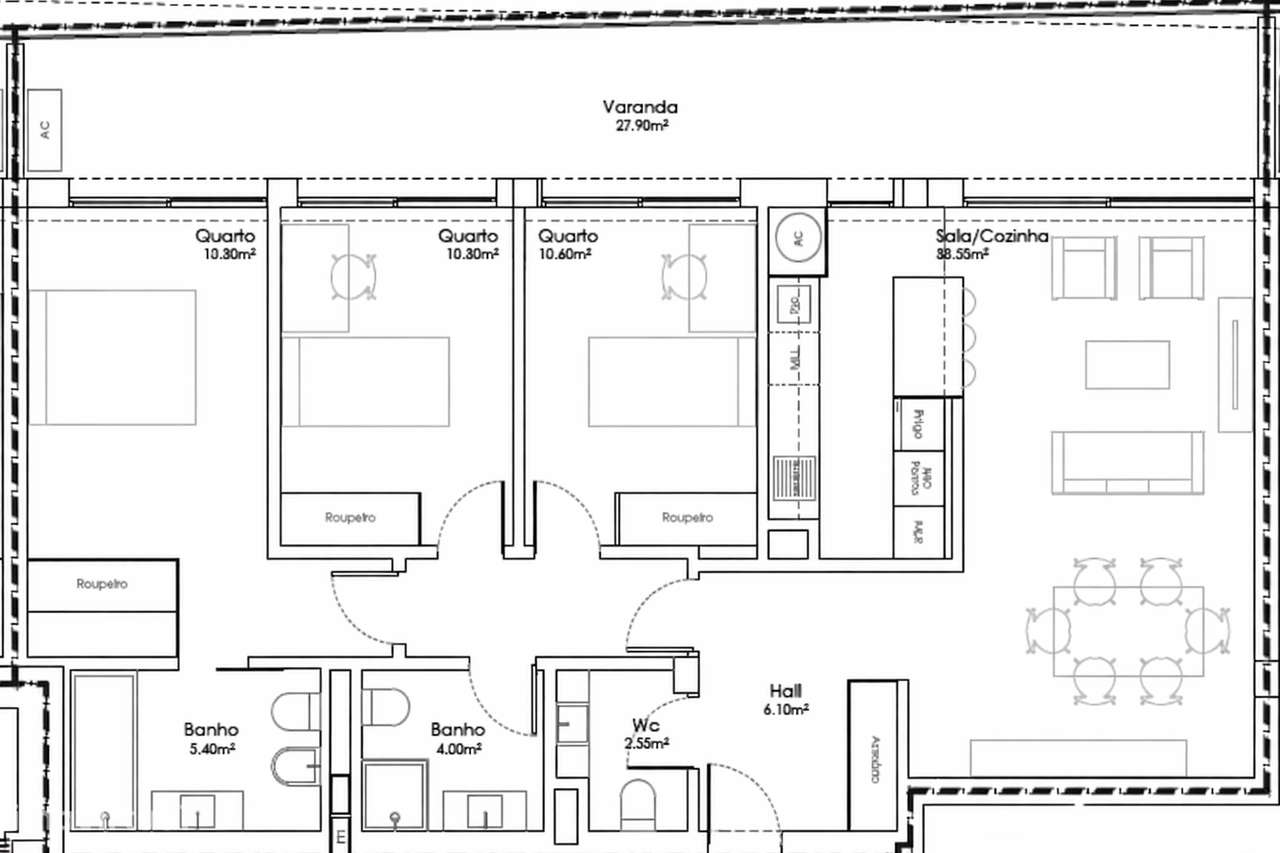 Apartamento T3 - Madalena - varanda com 28m2 - Grande imagem: 4/12