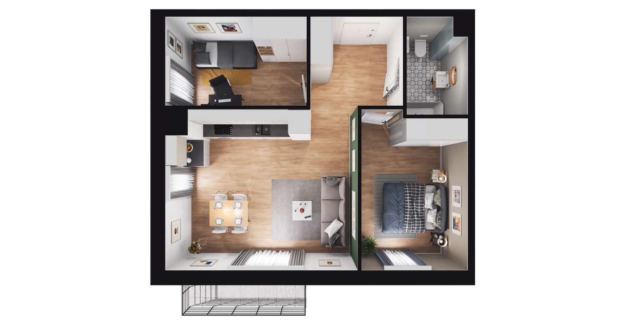 3-pokojowe mieszkanie 52m2 + balkon Bezpośrednio - Pełny obrazek: 3/9