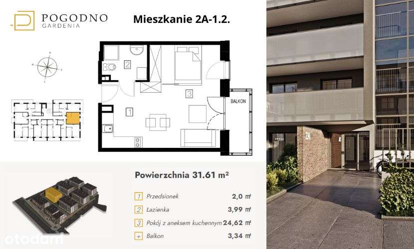 Gardenia Pogodno | Kawalerka | Balkon 3,34 m2 - Pełny obrazek: 2/13