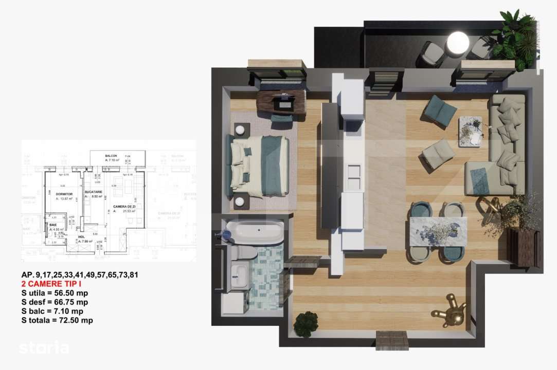 Comision 0% la cumparator! Apartament 2 camere, 63,6mp, Satina Park - Imagine principală: 1/7