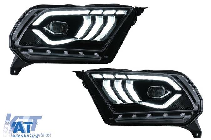 Faruri Full LED compatibil cu Ford Mustang V (2010-2014) cu Semnal Dinamic Secvential - 1