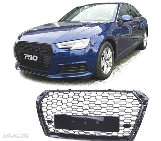 GRELHA FRONTAL PARA AUDI A4 B9 15-19 LOOK RS4 PDC PRETO BRILHANTE - 1