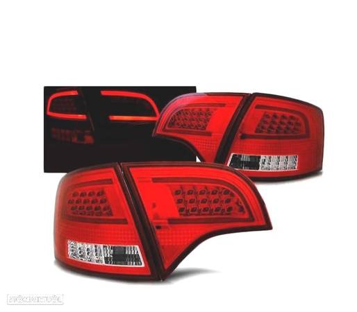 FAROLINS TRASEIROS LED PARA AUDI A4 B7 AVANT 04-08 VERMELHO BRANCO - 1