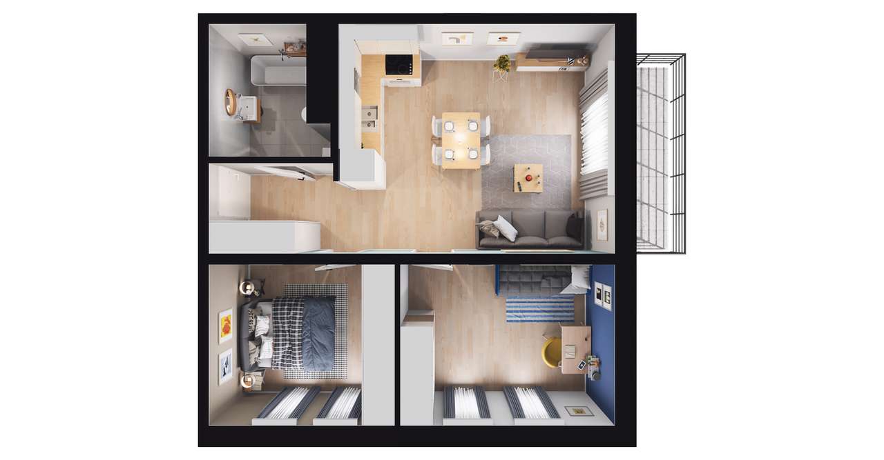 3-pokojowe mieszkanie 51m2 + balkon Bez Prowizji - Pełny obrazek: 2/8