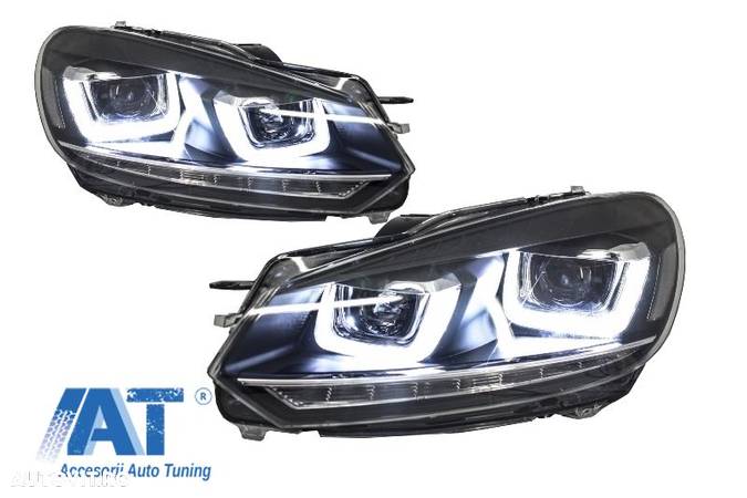 Faruri LED compatibile cu VW Golf 6 VI (2008-up) Design Golf 7 3D U Design Semnal LED Dinamic - 2