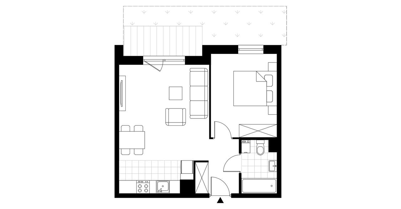 2-pokojowe mieszkanie 43m2 + ogródek Bezpośrednio - Pełny obrazek: 2/7