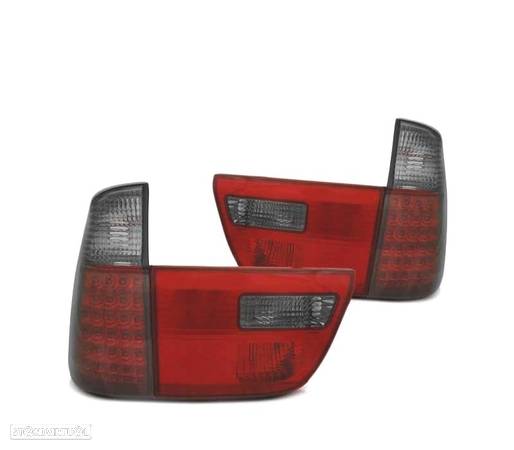 FAROLINS TRASEIROS LED PARA BMW X5 E53 99-03 RED SMOKED VERMELHO FUMADO ESCURECIDO - 2