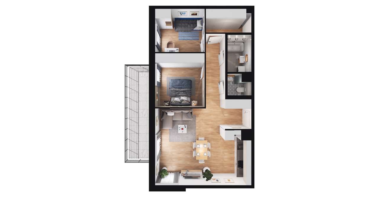 3-pokojowe mieszkanie 65m2 + balkon - Pełny obrazek: 3/6